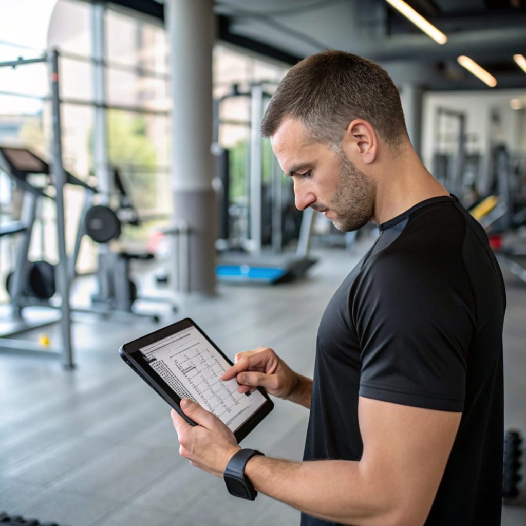 Fitness Scheduling Software a realistic image of a fitness coach using schedul1