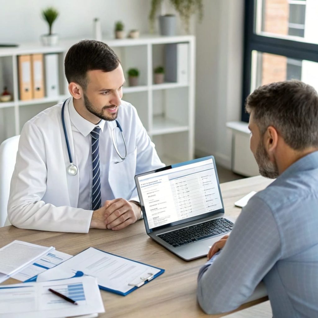 Best EHR Software for Mental Health a realistic image of two male persons a therapist1